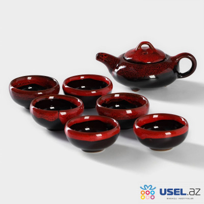 Ceramic tea ceremony set “Moon Lake”, 7 items